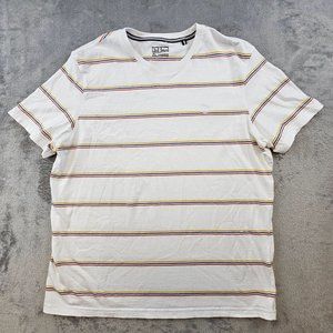 Fat Face T-Shirt‎ Mens XL White Colorful Striped Embroider UK Logo Soft Pullover